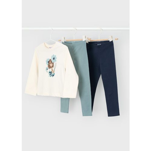 Mayoral két leggings és virágos mintás felső szett 